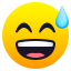 grinning face with sweat