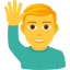 man raising hand